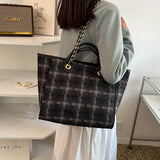 Stylish Plaid Pattern Tote Bag, Trendy Large Capacity Shoulder Bag, Women's Casual Handbag & Satchel