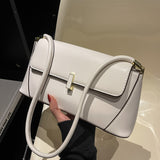 Trendy Simple All-match Shoulder Bag, Solid Color Flap Baguette Bag, Perfect Casual Underarm Bag For Daily Use