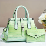 2pcs/set Luxury Crocodile Print Satchel, Fashion Top Handle Tote Bag, Women's Casual Handbag, Shoulder Bag & Clutch Purse