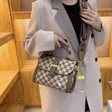 solvbao Vintage Checkerboard Pattern Square Bag, Classic Textured Top Handle Handbag, Versatile Carry On Crossbody Bag