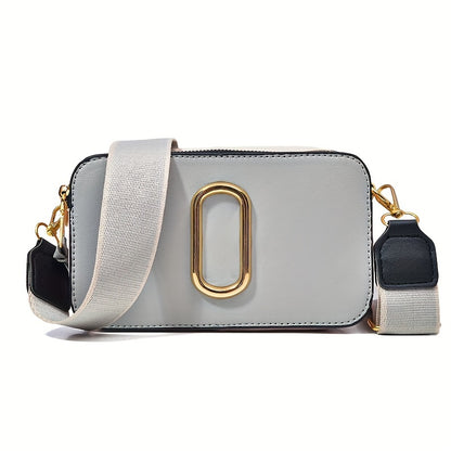 solvbao  Trendy Color Blocking Mini Crossbody Bag, PU Leather Square Shoulder Bag, Perfect Sling Bag For Daily Use