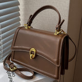 solvbao  Trendy Minimalist Brown Mini Shoulder Bag, All-Match Flap Crossbody Bag & Wallet For Women