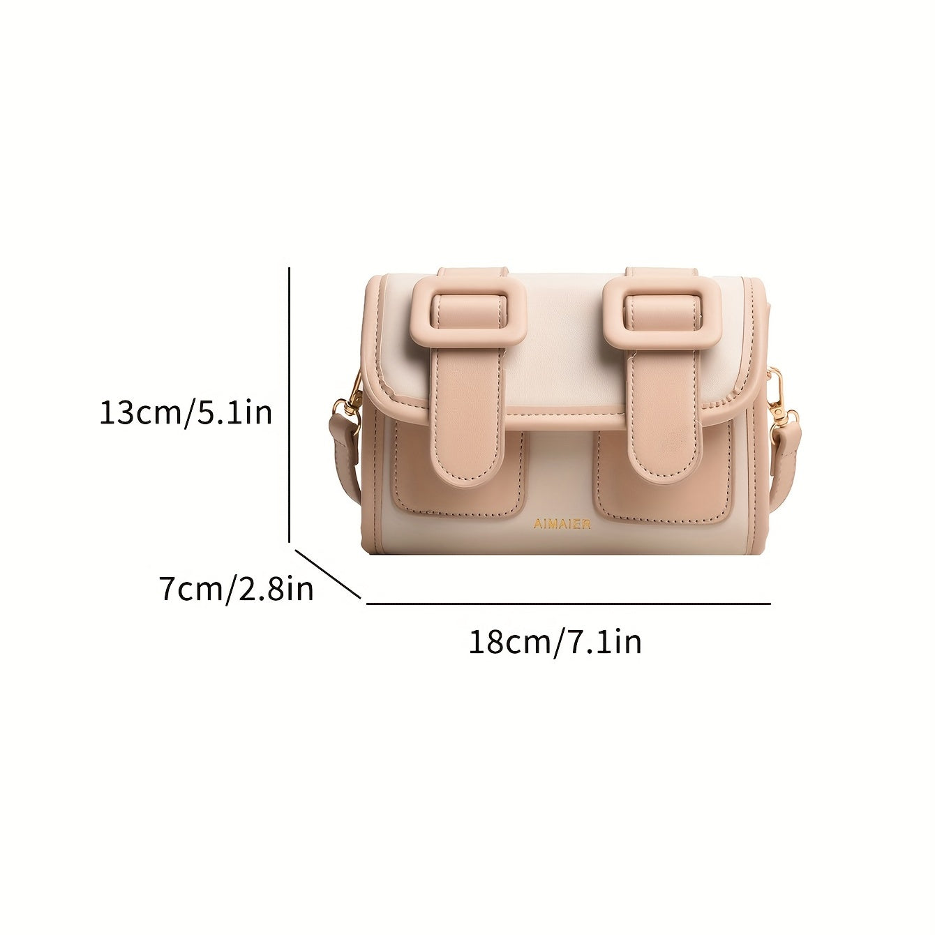 solvbao  Mini Messenger Bag For Women, Buckle Decor Crossbody Bag, Trendy Flap Square Purses