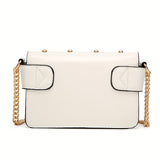 Trendy Bee Crossbody Bag, Faux Pearl Decor Square Purse, Women's Chain Shoulder Bag