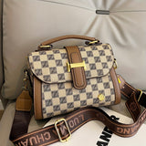 solvbao Vintage Checkerboard Pattern Square Bag, Classic Textured Top Handle Handbag, Versatile Carry On Crossbody Bag