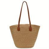 Straw Woven Summer Beach Bag, Fashion Large Tote Bag, Boho Style Shoulder Bag For Travel