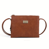 solvbao  Triple Zipper Crossbody Bag, PU Leather Textured Bag, Classic Fashion Versatile Shoulder Bag