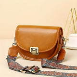 Vintage Saddle Crossbody Bag, PU Leather Textured Bag, Classic Fashion Versatile Shoulder Bag