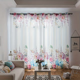 2pcs Bedroom Curtains, Pastoral Style, Spring Flowers And Plants, American Style Shading Fabric Curtain Bay Window, Living Room, Semi Shading And Opaque Curtain Home Decor