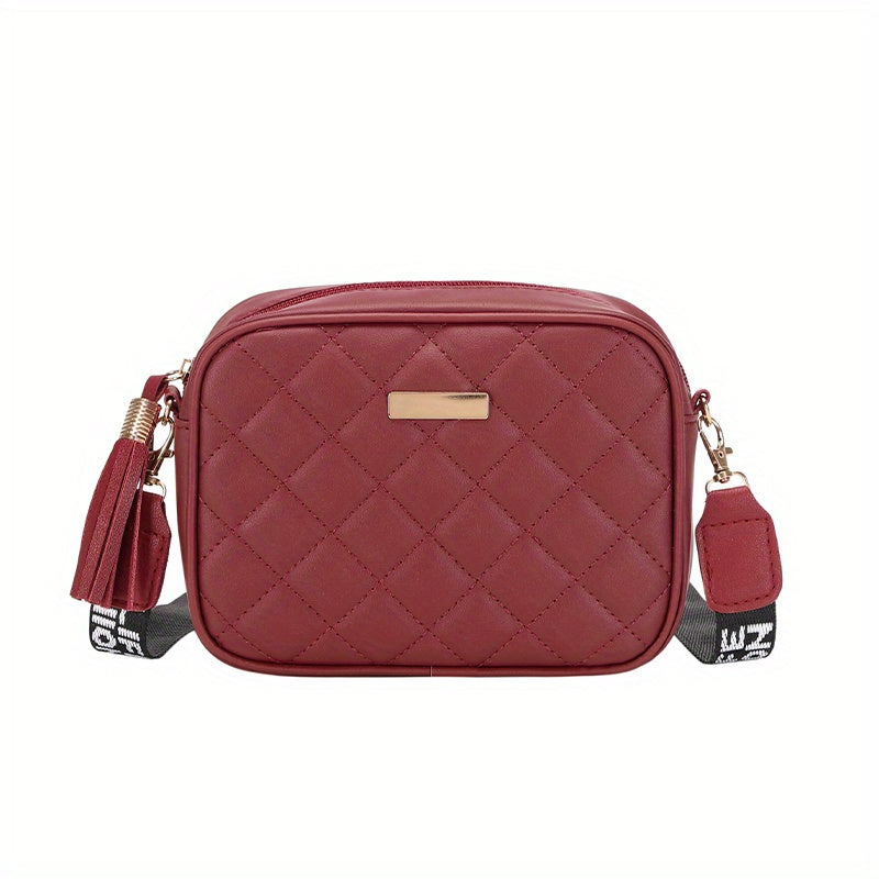 solvbao Mini Quilted Square Crossbody Bag, PU Leather Wide Strap Bag Purse, Classic Versatile Fashion Shoulder Bag