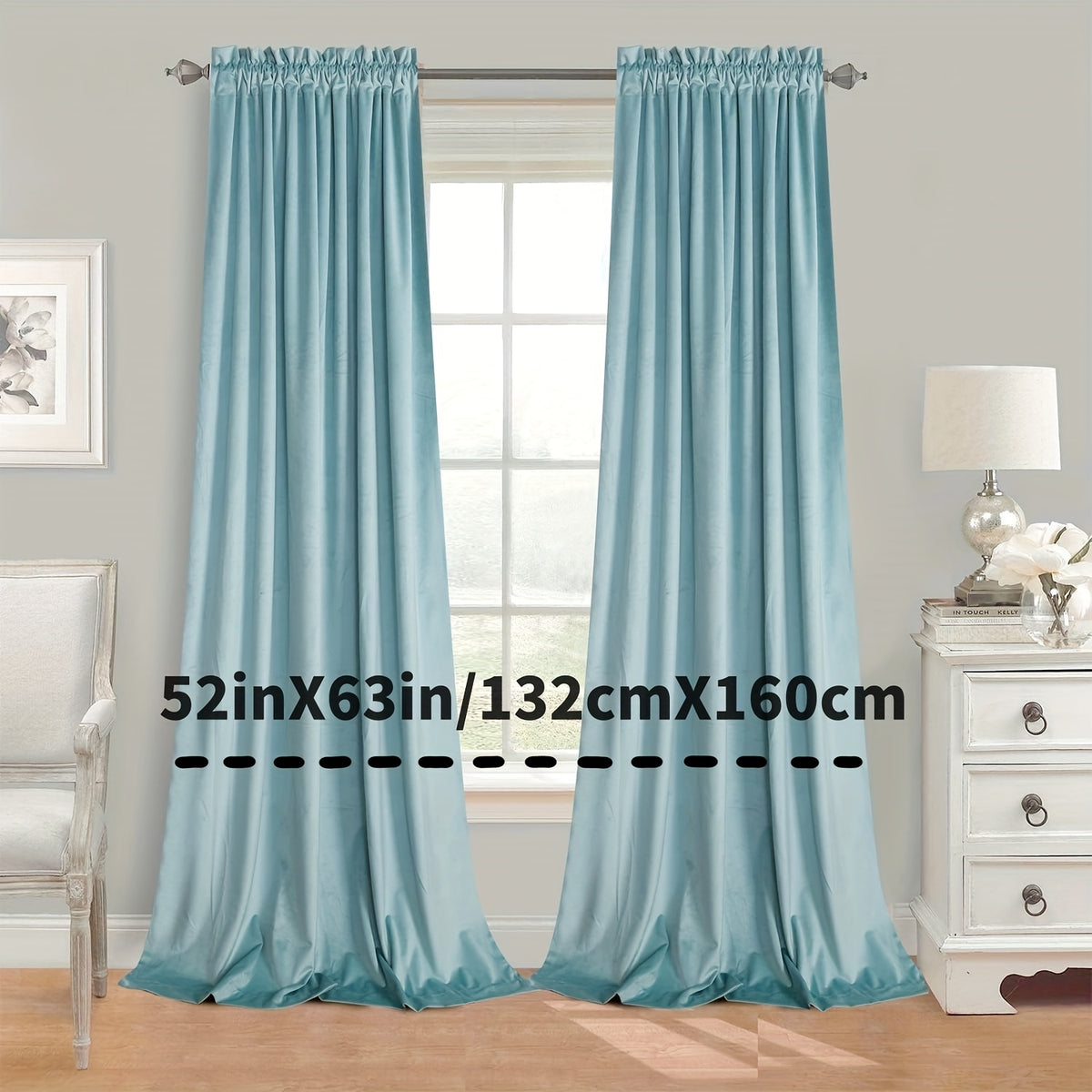 1pc Luxurious Velvet Room Darkening Curtains - Thermal Insulated Soft Privacy Panels for Bedroom and Living Room Home Decor with Rod Pocket