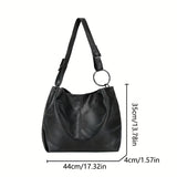 Trendy Large Capacity Shoulder Bag, Simple Solid Color Shopping Bag, Perfect All-match Underarm Bag For Commuting