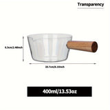 1pc 400ml/600ml High Borosilicate Glass Non-Stick Cooking Pot with Handle, Transparent Stove Top Pot for Milk, Butter, Heating, Minute Noodle Bowl, and Sauce