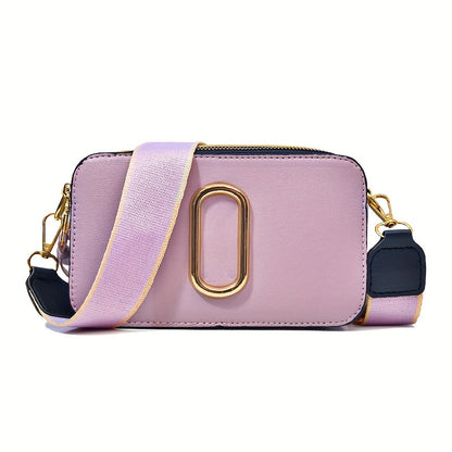 solvbao  Trendy Color Blocking Mini Crossbody Bag, PU Leather Square Shoulder Bag, Perfect Sling Bag For Daily Use