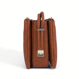 solvbao  Triple Zipper Crossbody Bag, PU Leather Textured Bag, Classic Fashion Versatile Shoulder Bag