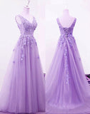 Solvbao Beautiful Light Purple Tulle A-line Party Dress , Long Formal Gown