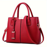 Women's Elegant Tote Satchel Bag, Faux Leather Shoulder Bag, Versatile Handbag For Work