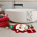 16x24 Inches Microfiber Christmas Bathroom Rug, Non-Slip Back Water Absorbent Santa Claus Bath Rug, Cute Xmas Plush Red Christmas Shower Mat Orange Bath Mat