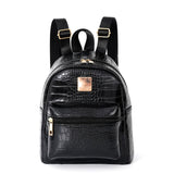 1pc Retro Style Crocodile Pattern Backpack, Mini PU Leather Backpack, Fashion Casual Rucksack For Travel, Simple Black Backpack White Bag, Fashion Versatile Women's Bag