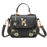 solvbao Floral Pattern Zipper Handbag, Trendy Flap Shoulder Bag, Stylish Small Faux Leather Purse