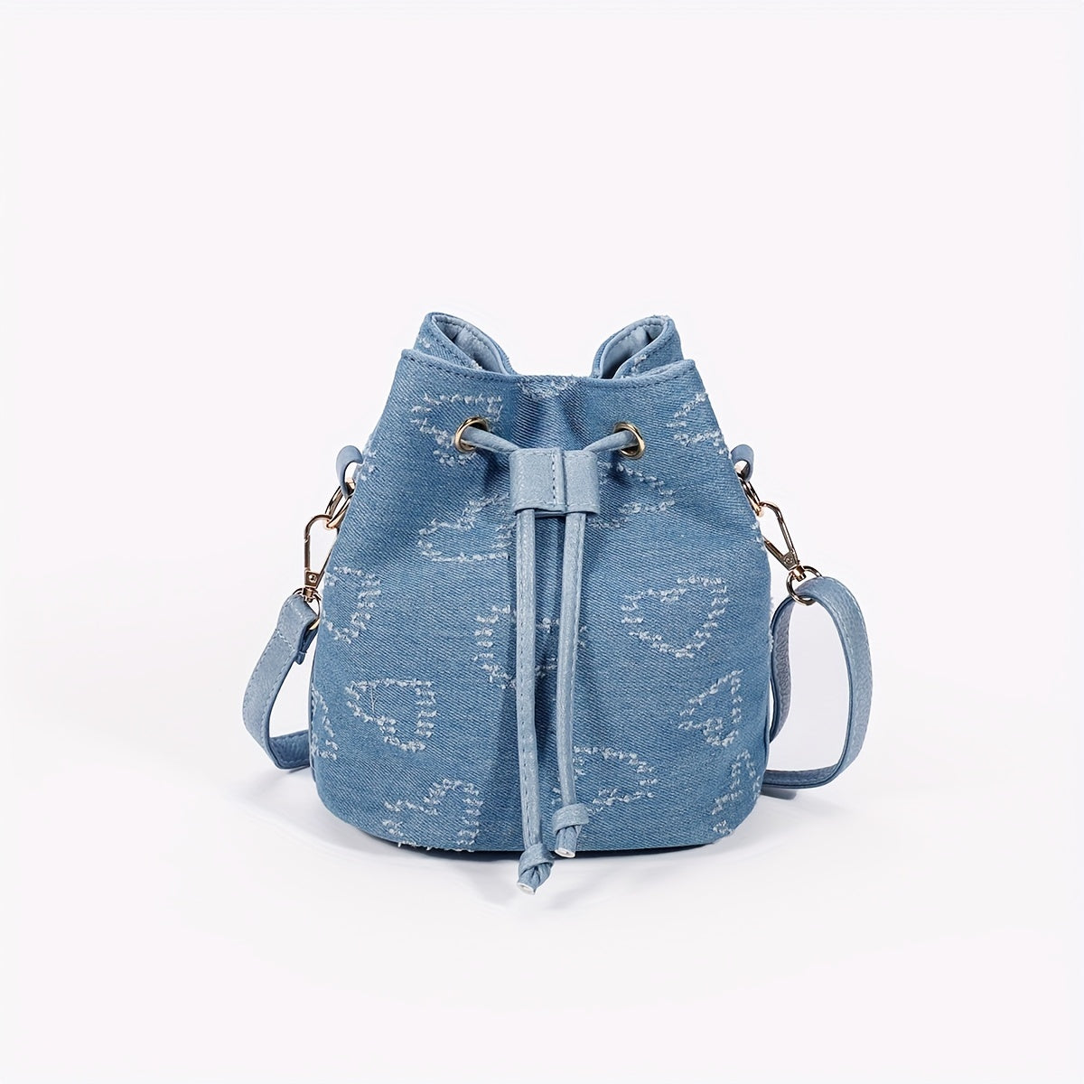 solvbao  Mini Denim Drawstring Bucket Bag, Vintage Crossbody Bag, Women's Retro Handbag, Shoulder Bag & Purse