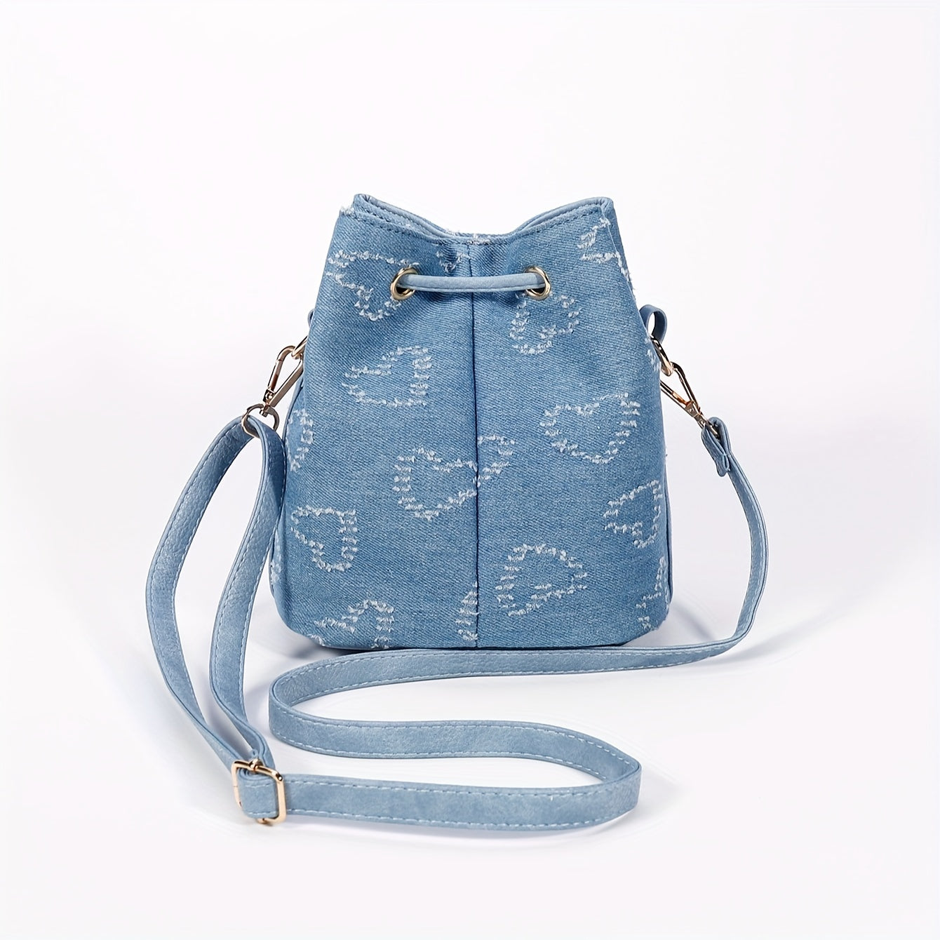 solvbao  Mini Denim Drawstring Bucket Bag, Vintage Crossbody Bag, Women's Retro Handbag, Shoulder Bag & Purse