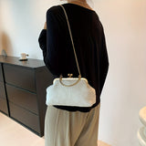 solvbao Fluffy Mini Crossbody Shoulder Bag, Kiss-Lock Shoulder Bag, Elegant Bag For Your Evening Party & Daily Use