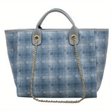 Stylish Plaid Pattern Tote Bag, Trendy Large Capacity Shoulder Bag, Women's Casual Handbag & Satchel