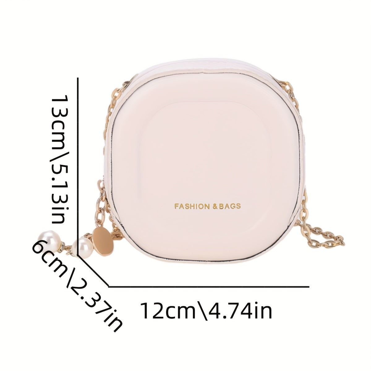 solvbao  Mini Metal Chain Round Crossbody Bag, PU Leather Textured Purse, Classic Fashion Versatile Shoulder Bag