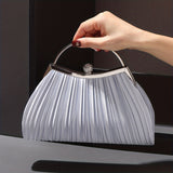 solvbao Satin Ruched Evening Purse For Women, Luxury Top Ring Clutch Bag, Elegant Handbag For Wedding Party Prom Banquet