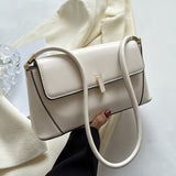 Trendy Simple All-match Shoulder Bag, Solid Color Flap Baguette Bag, Perfect Casual Underarm Bag For Daily Use