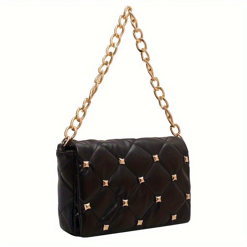 solvbao Fashion Quilted Underarm Bag, Trendy Flap Shoulder Bag, Women's Casual Handbag & Purse