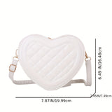 solvbao  Trendy Love Design Shoulder Bag, Quilted Detail Zipper Bag, Solid Color Coin Purse