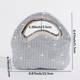 All Over Rhinestone Decor Handbag, Glitter Luxury Sliver Satchel Dinner Bag, Women's Dress Evening Bag