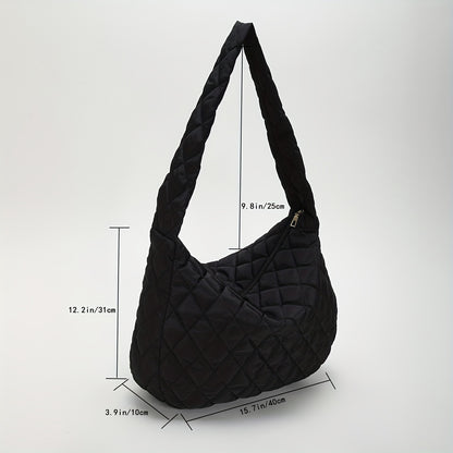 solvbao  Large Puffer Tote Bag, Quilted Down Bag For Women, Soft Lattice Daily Use Crossbody Bag