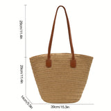 Straw Woven Summer Beach Bag, Fashion Large Tote Bag, Boho Style Shoulder Bag For Travel