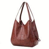 Vintage Shoulder Bag For Women, Stitching Detail Tote Bag, Large Capacity Hobo Bag