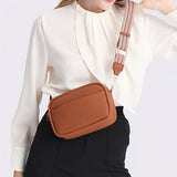 Trendy Square Crossbody Bag, Litchi Pattern Shoulder Bag, Women's PU Leather Zipper Purse