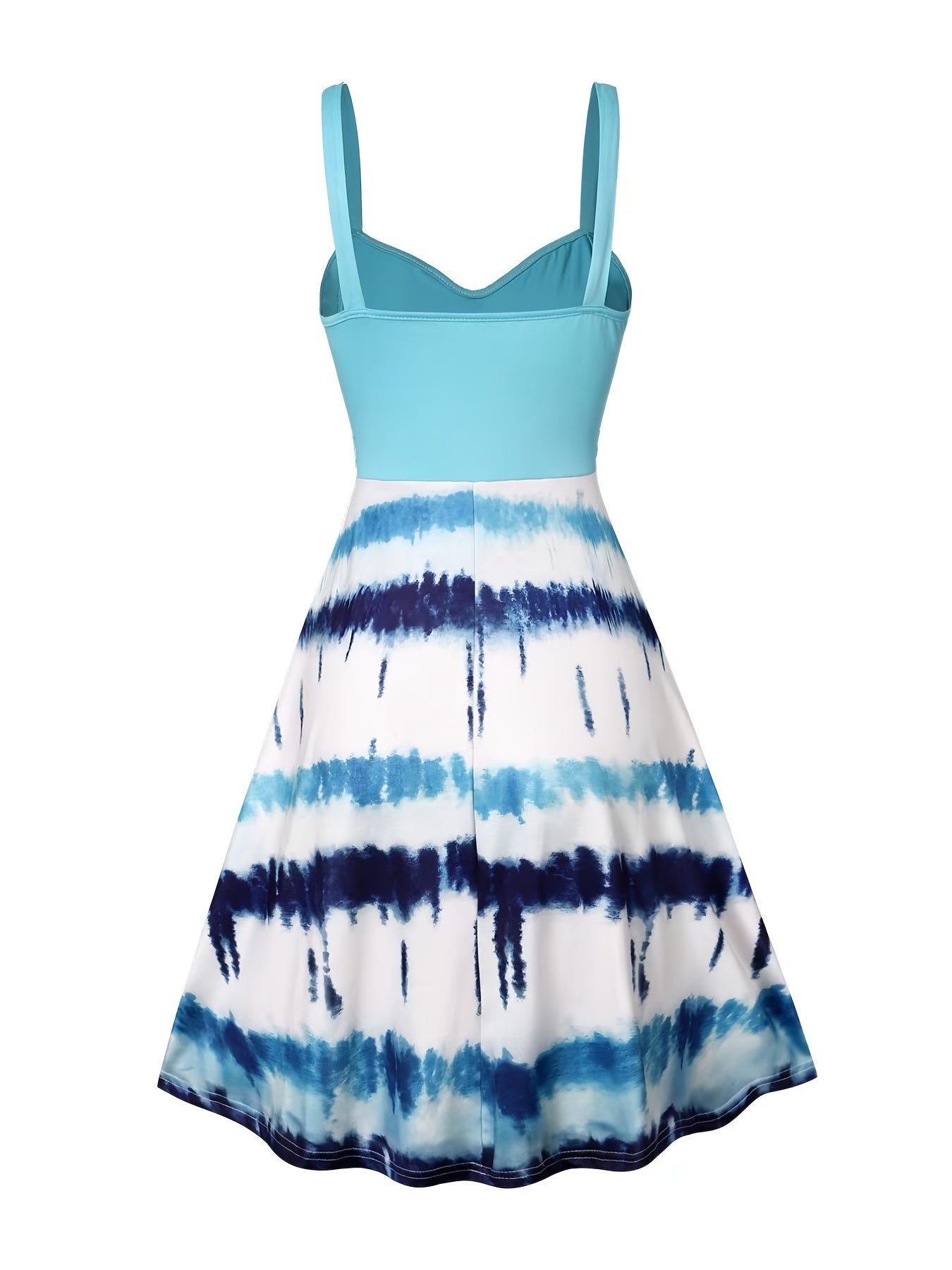 solvbao  Tie Dye Criss Cross Dress, Casual Sleeveless Ruffle Dress, Women's Clothing