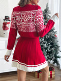 Elegant Christmas Knit Sweater Dress - Chic Long Sleeve, Crew Neck with Festive Patterns, Perfect for Holiday Parties & Gifts