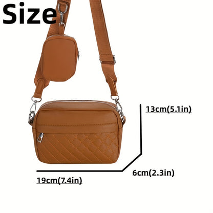 solvbao Simple Solid Color Quilted Crossbody Bag, Large Capacity Casual Shoulder Bag, Messenger Bag With Square Zipper Bag