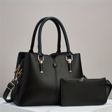 2pcs Elegant Solid Color Handbag Set, Fashion Tote Bag With Clutch Purse, Women's Crossbody Bag