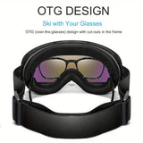 Unisex Adult Snow Goggles with Interchangeable Mirrored Lens - OTG Design for Glasses Wearers, TPU Frame, PC Material - Ski & Snowboard UV Protection, Fog-Resistant, Fits Teens 14+ - Includes Goggle Bag, Prescription Frame Insert - Ideal for Snowsports, S