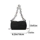 solvbao Fashion Full Rhinestone Mini Crossbody Bag, Solid Color Chain Shoulder Bag, Perfect Sling Bag For Daily Use