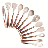 5pcs/13pcs, Silicone Cooking Utensils Set - 446°F Heat Resistant Silicone Kitchen Cooking Tools Gift With Rose Gold-Plated Handles And Holder, BPA FREE Gadgets For Non-Stick Cookware Spatula Set, Kitchen Utensils, Kitchen Supplies