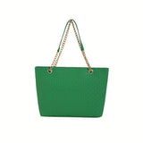 solvbao Trendy Geometric Woven Tote Bag, PU Leather Solid Color Shoulder Bag, Perfect Underarm Bag For Commuting