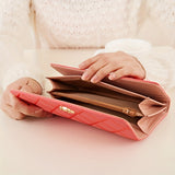 Argyle Embroidery Wallet, Women's Folding Long Money Clip, Clutch Bag Classic Small Card Purse