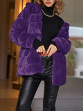 Luxurious Faux Fur Coat - Elegant Open Front, Long Sleeve, Baggy Design, Button Decor, Soft and Warm Winter & Fall Essential - Women's Clothing