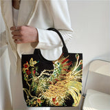 solvbao  Vintage Sequin Embroidered Tote Bag, Retro Bohemian Satchel Bag, Women's Ethnic Style Handbag & Purse