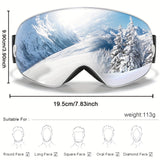 POAT Winter Sports Goggles with Anti-Fog Lens, Protection - Perfect for Skiing, Snowboarding & Outdoor Activities - Includes Black Replacement Lens & Carry Bag